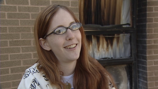 Megan Randall put out blaze with fire extinguisher that was in her car.