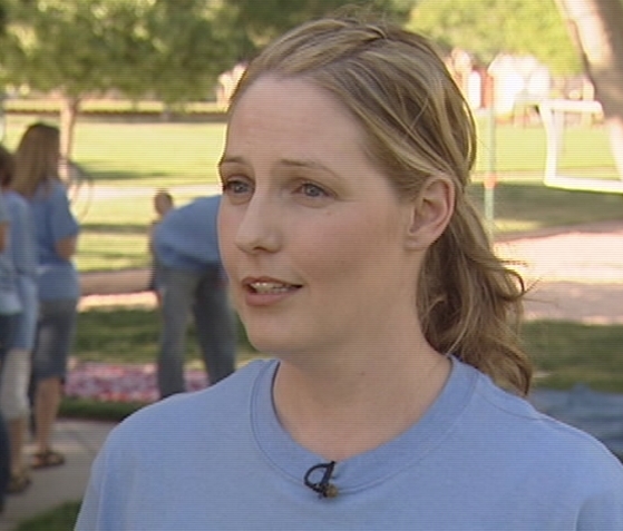 Jennifer Funk ran the triathlon in memory of her husband, Brad Funk, who was killed in a plane crash.