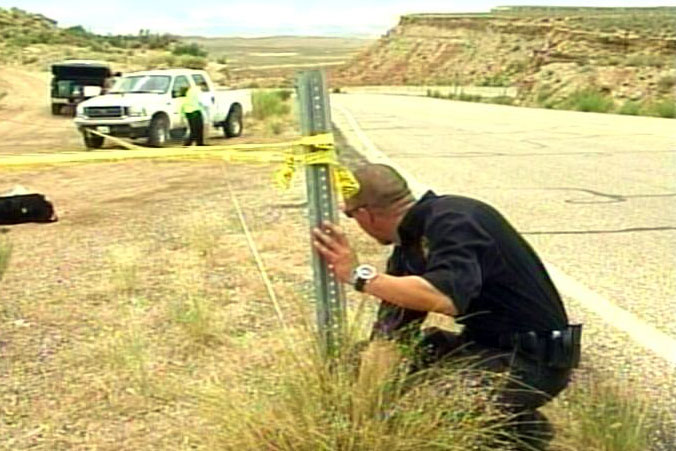 Officers investigate scene where tasing occurred.