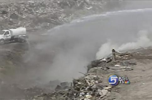 Fire Burns at Ogden Landfill