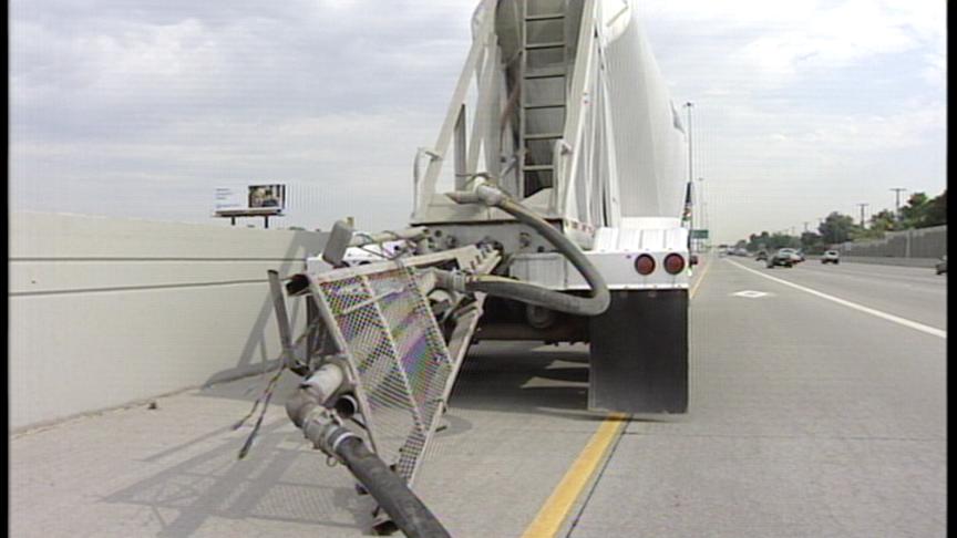 Cement Tanker Overturns on I-15