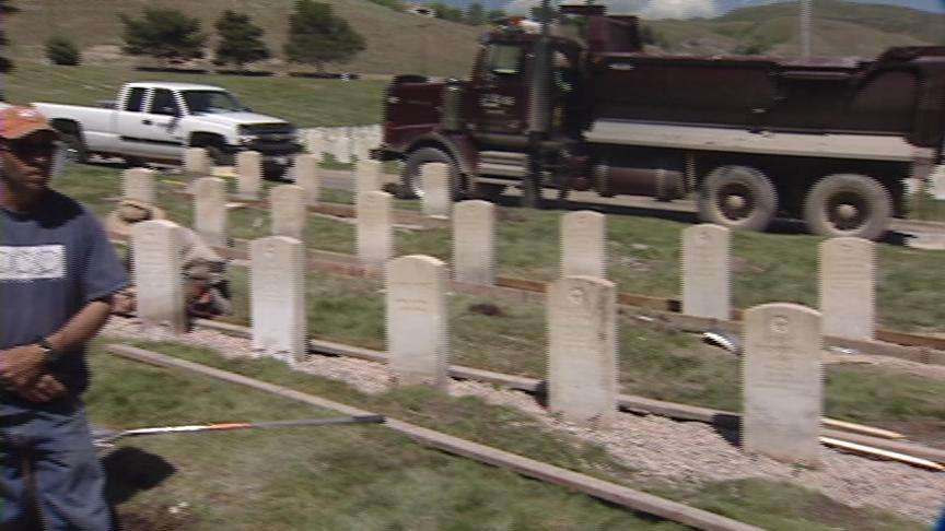 Veteran Gravestones Being Properly Repaired