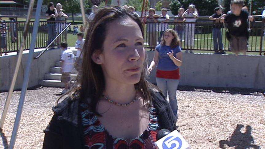 Special Swing Makes Recess Fun for Young Girl