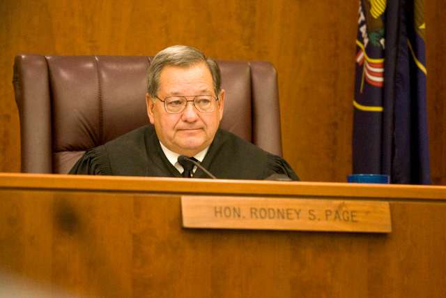 Judge Rodney Page during sentencing for Linda Nef at the Davis Justice Center in Farmington Tuesday. (Erin Hooley/Standard-Examiner)