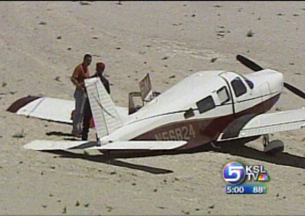 Small Plane Makes Hard Landing on Salt Flats