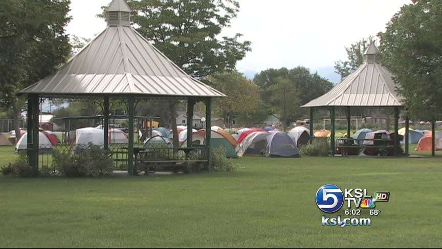Firefighters' base at Grantsville High School