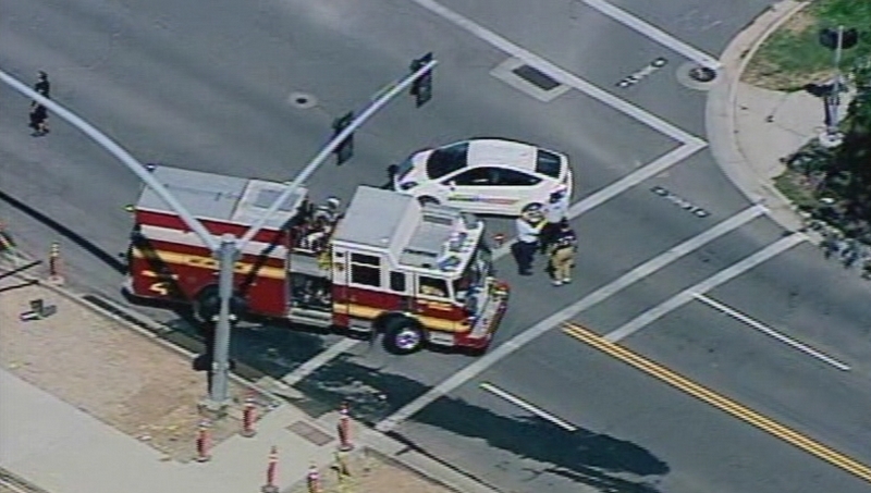 Chopper 5 shows the area damaged was workers try to fix the break.