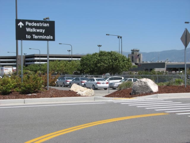 Airport creates walking path from parking lot to terminals