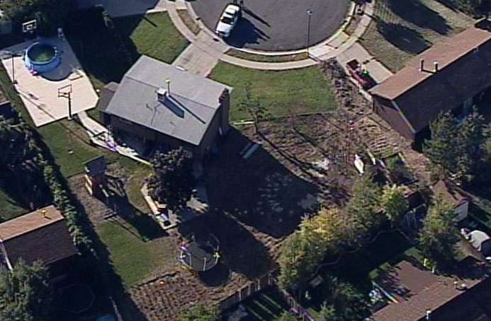 Aerial view of the yard where the little girl was found
