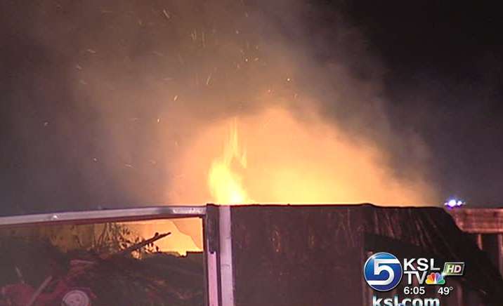 Truck filled with garbage burns