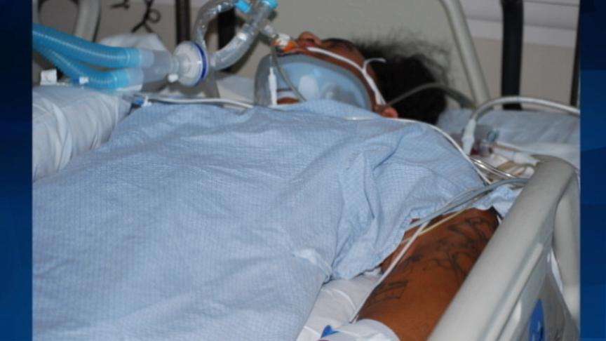 Photo of J.J. Pikula in the hospital following the shooting