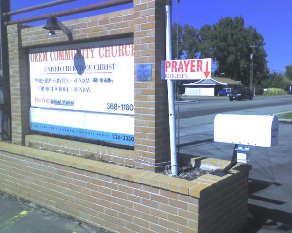 Orem church accepts prayers in a drive-thru box