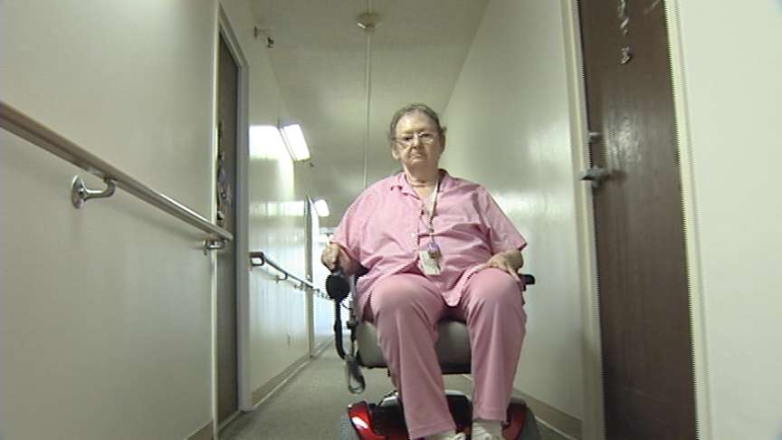 Oveda Meier calls her battery-powered Jazzy a "lifesaver."