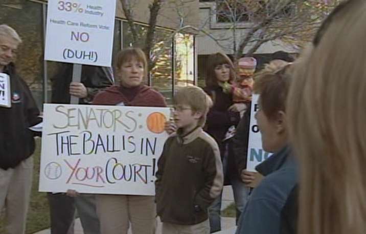 Group rallies to show disapproval of Matheson's health care vote