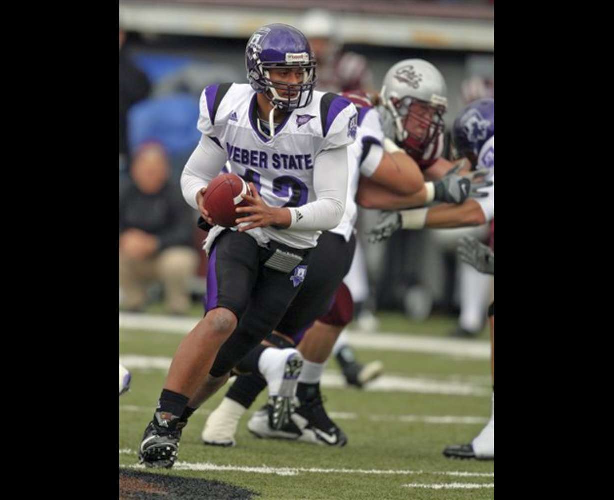 Weber State quarterback Cameron Higgins. (AP Photo/Mike Albans)