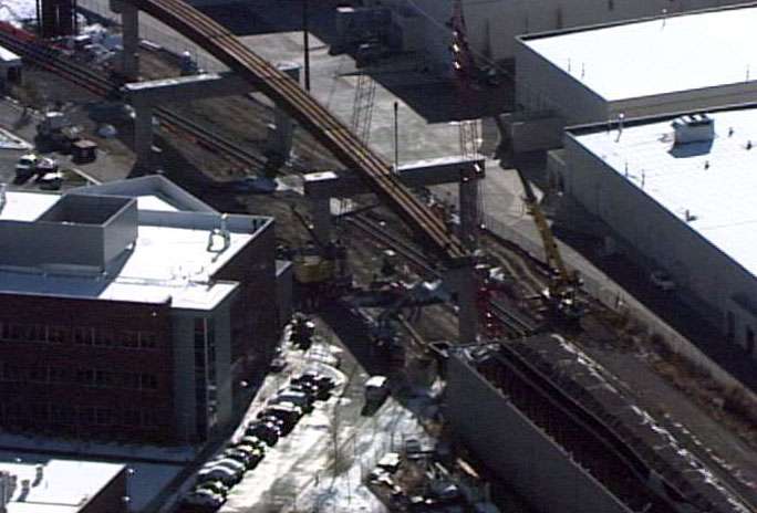 Aerial view of FrontRunner South flyover from Chopper 5