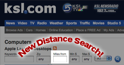 NEW: KSL Classifieds "Distance From" Search