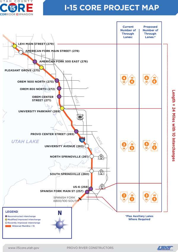 Map of the I-15 CORE project. Click to enlarge