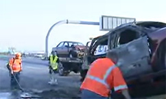 Boy Hospitalized With Burns Following Freeway Accident