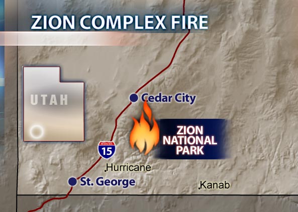 Wildfire Burns Near Zion National Park