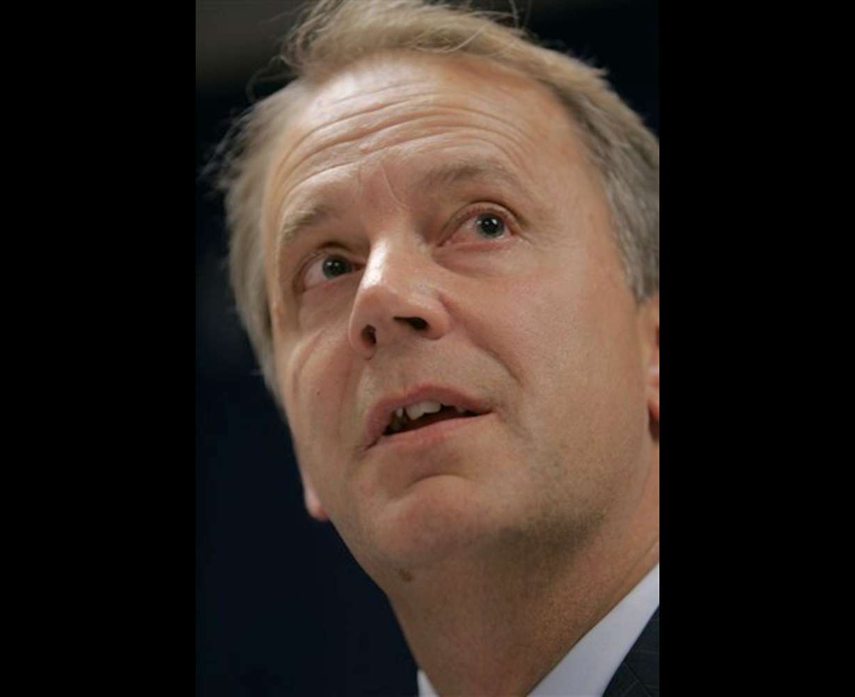 Randy Rigby talks about his new roll as president of the Utah Jazz basketball team during a news conference Wednesday, July 18, 2007, in Salt Lake City. Rigby replaces Dennis Haslam who is stepping down after 10 years to pursue other interests. (AP Photo/Douglas C. Pizac)