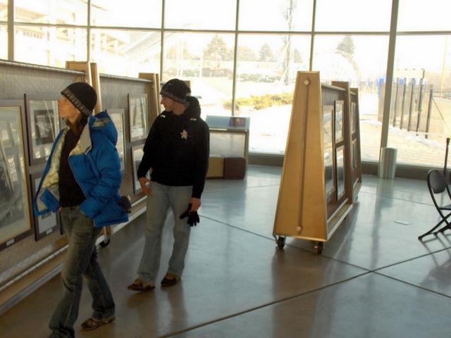 Ann Marie Johnson and a friend from Boston tour the Olympic Museum at the University of Utah.