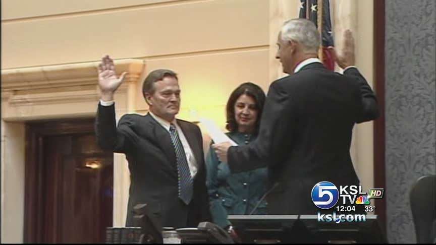 Jerry Stevenson is sworn in Monday morning.