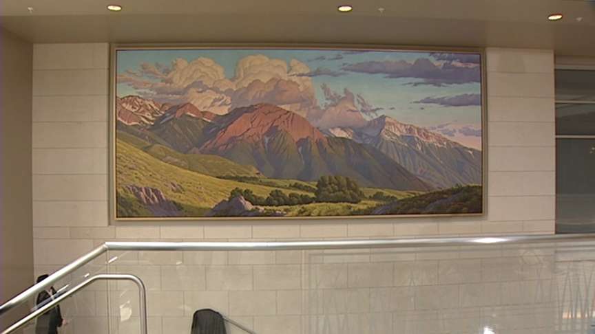 David Meikle says, "For the mural, I like the symbolism of mountains such as Mount Olympus and Lone Peak being the source of life-giving water that flows into the Salt Lake Valley."