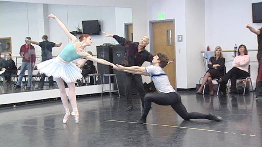 Cynthia Gregory coaches dancers Christiana Bennett and Christopher Ruud