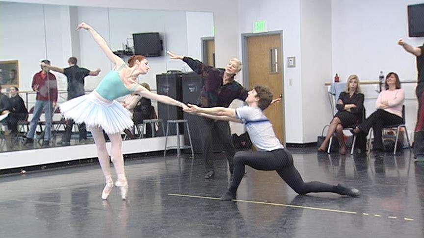 Cynthia Gregory coaches dancers Christiana Bennett and Christopher Ruud