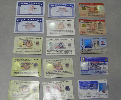 Undercover agents were able to purchase a handful of fake IDs from the men, including driver licenses, Social Security cards and resident alien cards.