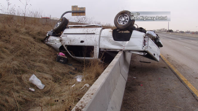 Roy rollover blamed on road rage