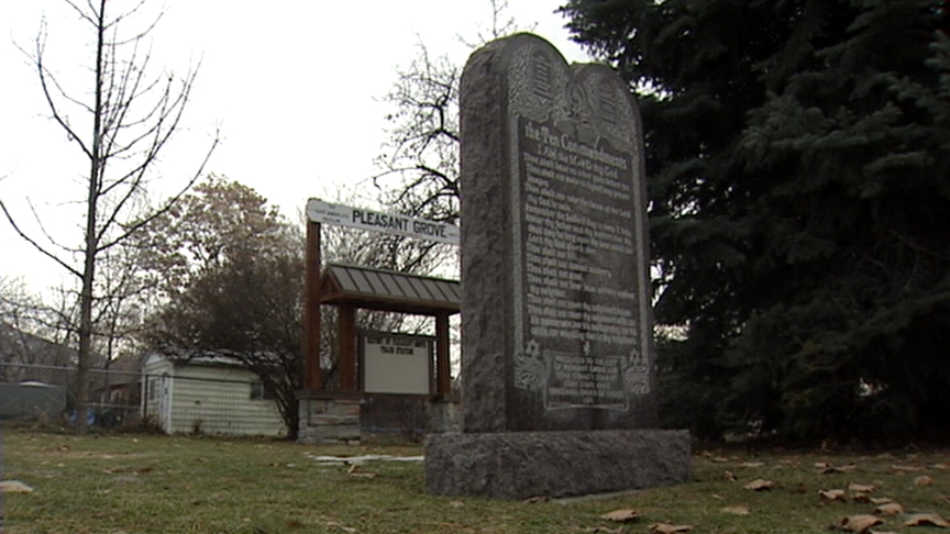 Sect seeks to erect monument while suit is pending