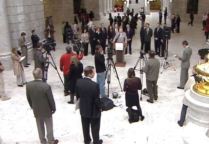 The Salt Lake Chamber announced its support for an increase to Utah's tobacco tax, and a dip into the state's rainy day fund, at the State Capitol Wednesday.