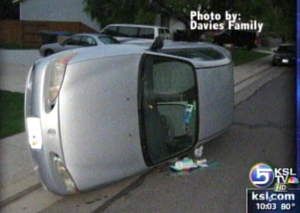 Pranksters Tip Cars on their Sides