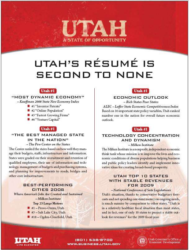 Utah's resume. Click to enlarge