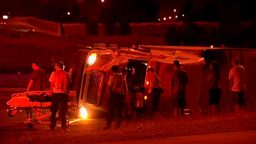 Semi Truck Tips Over 