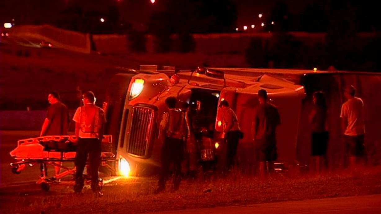 Semi Truck Tips Over