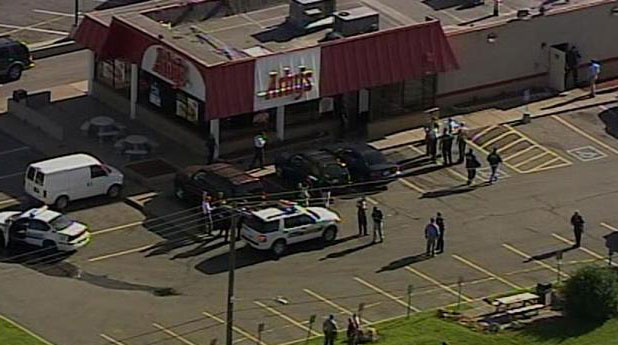 After the shooting at the University of Utah Allgier fled, carjacking a Ford Explorer, taking police on a chase on I-80, I-15, I-215 and S.R.201. The chase ended at the Arby's restaurant at 1700 South and Redwood Road.