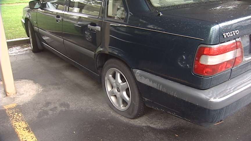 Tires from nine cars were slashed sometime Thursday night or Friday morning.
