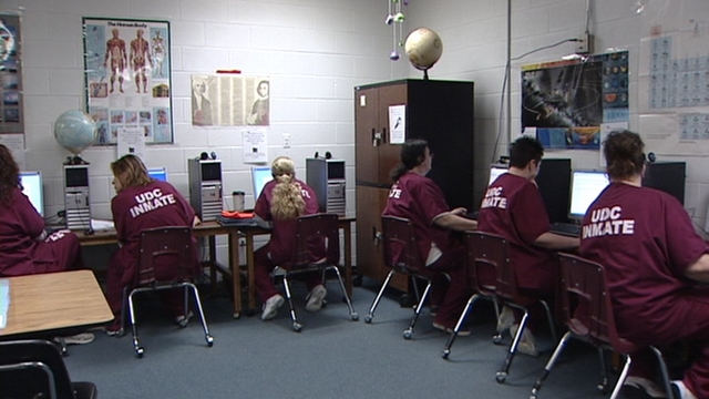 Many inmates learn to read through the prison's South Park Academy program. The skill helps keep them out of prison once they are released.