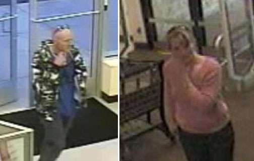 The male and female suspects in a Juab County fraud case. Click to enlarge.