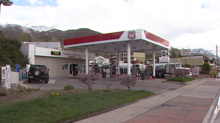 The fire broke out in the back room of this Phillips 66 near 1600 South on Foothill Drive.