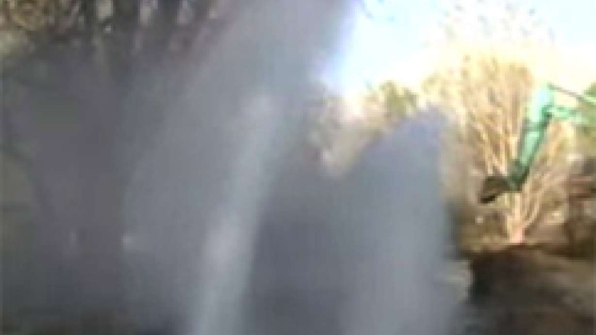 Water Line Spouts Geyser in Riverton