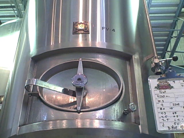 The vats where root beer is brewed at Red Rock Brewing Company.