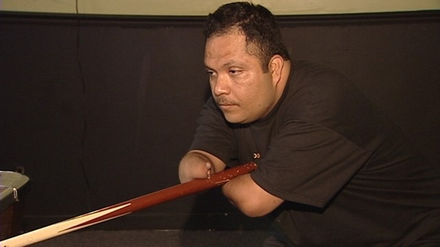 "Instead of saying, ‘Hey, there's the guy with no hands,' they'll say, ‘There's the guy who helped me shoot pool. He inspired me,'" A.B. said.