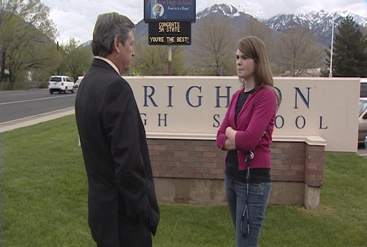 Brighton High School student Jessica Hart talks with KSL's John Hollenhorst