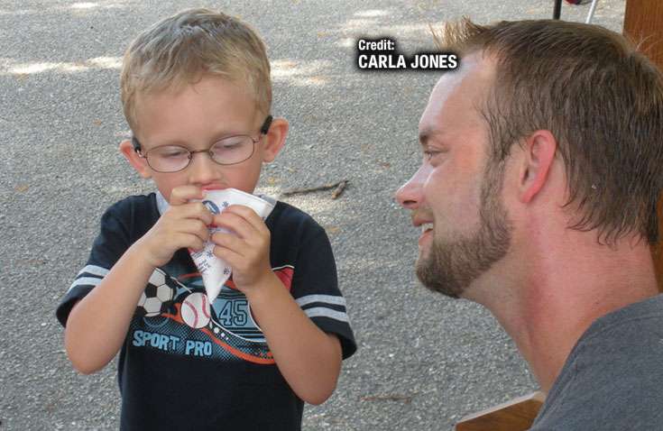 Ethan Stacy with his father, Joe Stacy