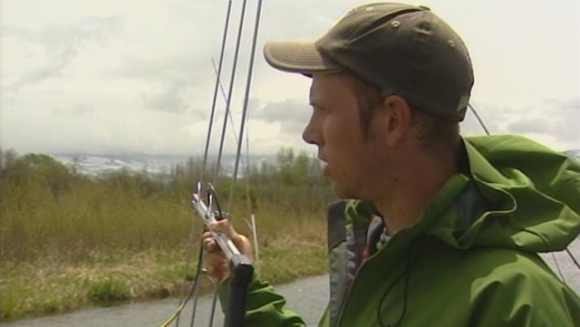 Special equipment tells Casey Day when one of the otters transplanted in the Provo River is within a few hundred yards.