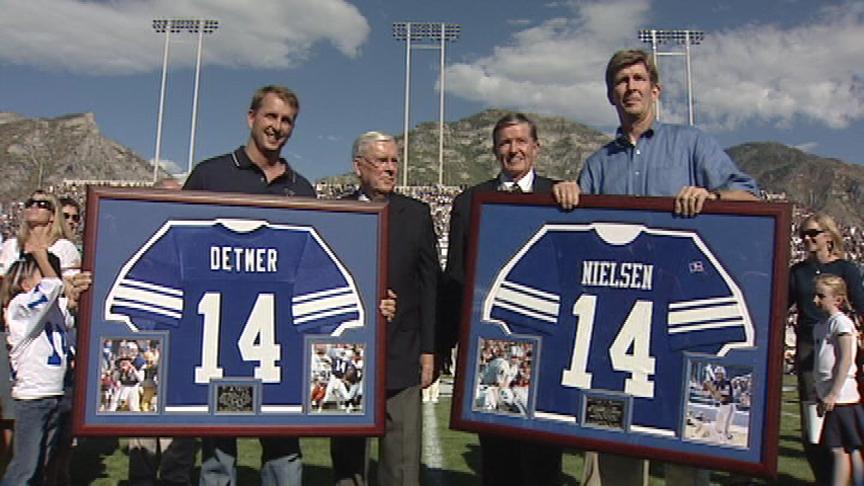 BYU retires jersey for Detmer, Nielsen